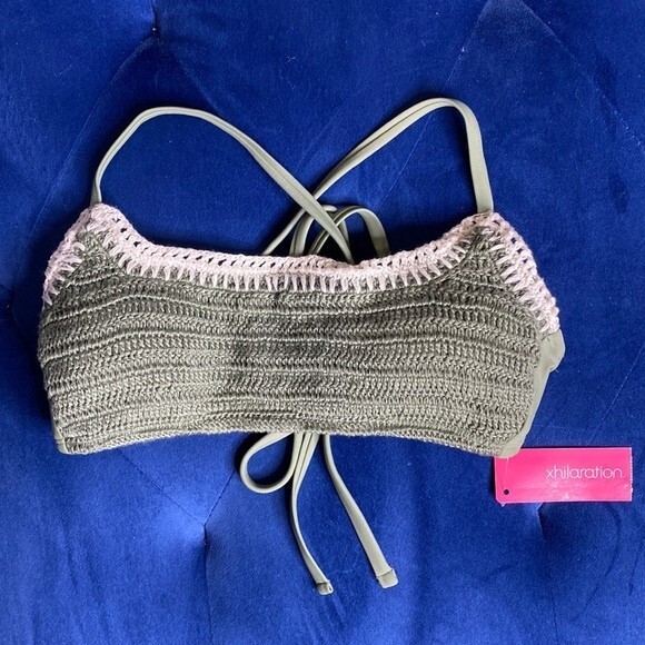 Xhilaration Green Sage Crotchet Swim Bikini Top - Picture 4 of 7
